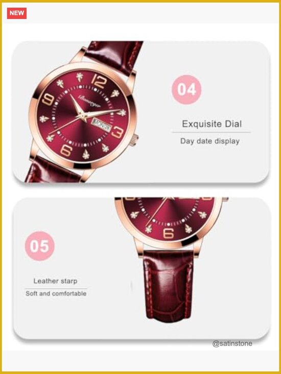 Leather Women\'s Analog Quartz Watch with Date Window Luminous Hands 30M Water main image 4
